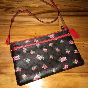Coach Floral Crossbody (w/ Red wallet)